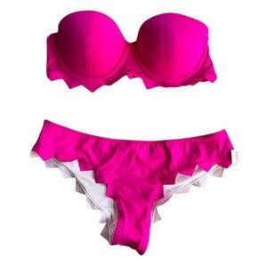 Brand New With Tags Victoria’s Secret Pink Swim Hot Pink ZigZag Bikini, Medium